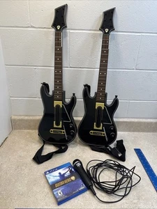 Guitar Hero Live Lot of 2 PS4 Guitars & Straps Mic And Game. No Dongles - Picture 1 of 11