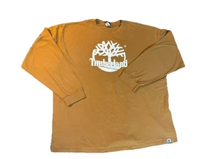Timberland Logo Camel Beige T-shirt Tree Logo Long Sleeved Mens 3X Cotton - Picture 1 of 5