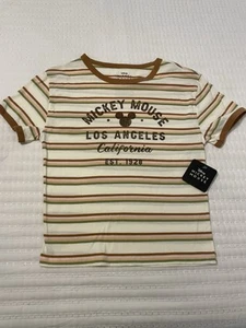 NWT Disney Mickey Mouse Girls Large Striped LOS ANGELES California T-shirt - Picture 1 of 11
