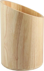 Rubber Wood Utensil Crock with Slanted Top for Kitchen Counter, Modern Utensil H - Picture 1 of 12