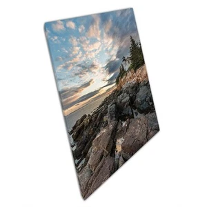 Cliffside Bass Harbour Lighthouse Canvas Wall Art Print for Home Office Decor Wi - Picture 1 of 1