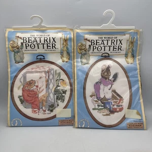 Menge 2 Beatrix Potter Kreuzstich Komplettset mit Flexi Hoop Rahmen Versiegelt - Bild 1 von 8