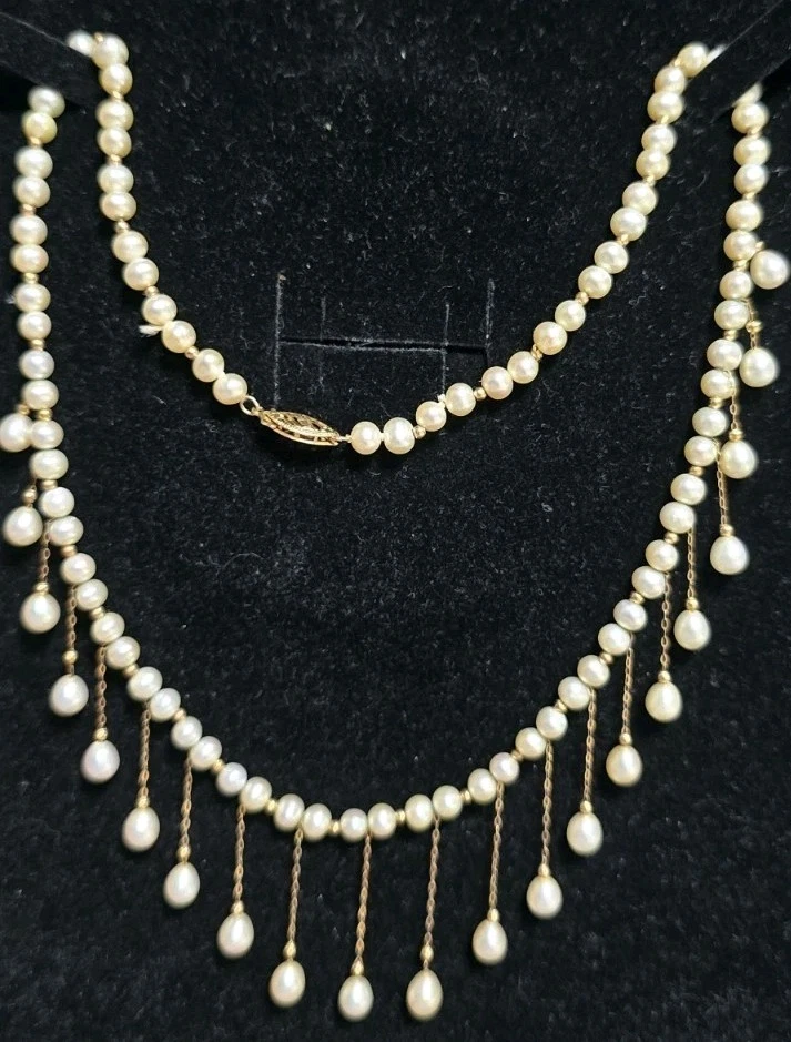 Necklace 14k Gold Pearl  Long 16 Inched Brand Zales - Image 1 of 4