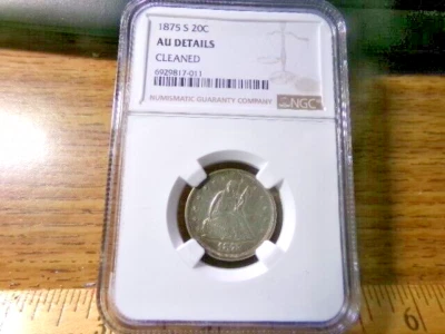 1875-S Twenty Cent Coin 20 Cents NGC AU Details - Image 1 of 4