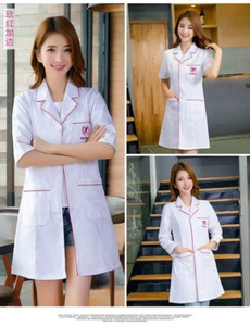 New Women Nurse Female Doctor White Dress Beautician Lab Coat Work Clothes (Rim) - Picture 1 of 9