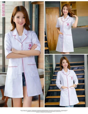 New Women Nurse Female Doctor White Dress Beautician Lab Coat Work Clothes (Rim) - Image 1 of 4