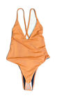 Bnwt Free Society Swimwear Orange Plain High Leg Swimsuit Uk Size  8 Rrp £32