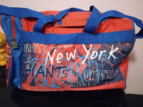 Vintage NY Giants Duffle Bag - Equipment Bag Carry Along - TEAM NFL Helmet Logo Cover