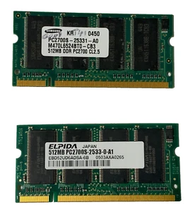 LAPTOP 512MB MEMORY - lot of 2 - IBM FRU 31P9833      DDR PC2700-S   2.5V - Picture 1 of 1