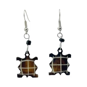 Handmade African Tortoise Bovine Bone Earrings - Brown Earring - African Jewelry - Picture 1 of 5
