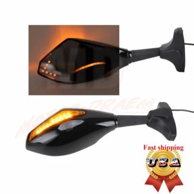 Espejos retrovisores LED negros para moto Suzuki GSXR 600 750 1000 Foto 1 de 4