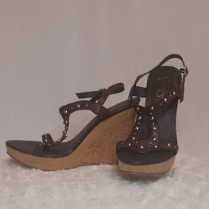 JESSICA SIMPSON Frida Wedge Platform Sandal Brown Sz 9 - Picture 1 of 24