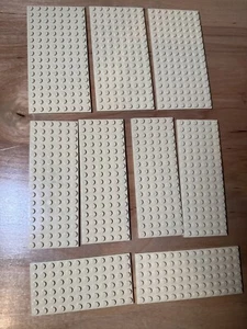 Lego Base Plate tan sand Lot of 9  3-8x16 4-6x16 1-6x14 1-6x12 - Picture 1 of 2