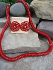 by HUGO Red ENAMEL Vintage Necklace & Earring SET NWT Retro