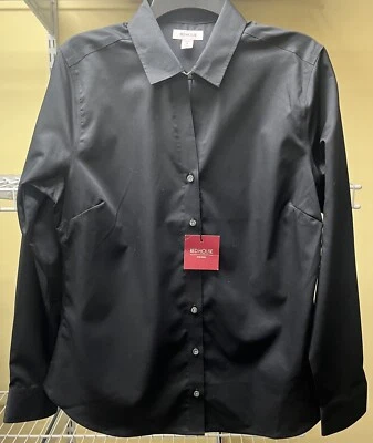 Red House Womens Long Sleeve Open Collar Oxford Non Iron Black Shirt Medium New - Image 1 of 4