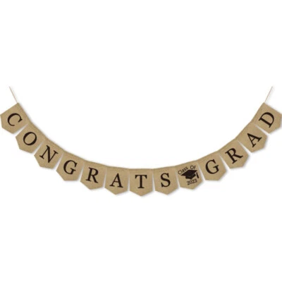 ПОЗДРАВЛЕНИЯ класса 2023 GRAD мешковина выпускной баннер украшения расходные материалы - Изображение 1 из 4