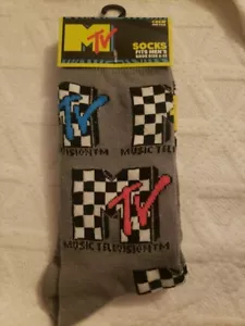 NEW Vtg 80s Colors MTV Brand Logo Crew Silly SOCKS Sz 6-12 Ladies Mens Music TV - Picture 1 of 2