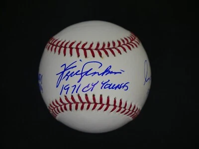 FERGIE JENKINS GREG MADDUX BRUCE SUTTER SIGNED OMLB BASEBALL INSCRIBED - JSA COA - Image 1 of 4