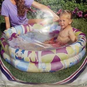INTEX 48 x 10"" Kinder Kiddie Rund Aufblasbarer Vinal Pool 59421 Rivera Strand 2 Ring - Bild 1 von 5