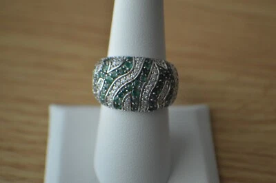 Anillo de 2,60 quilates AAAA Kagem Zambia Esmeralda/Moissanita Rodio sobre Plata Talla 8 Foto 1 de 4