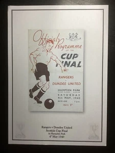 1939-40 Rangers v Dundee United Scottish Cup Final Programme PRINT - Picture 1 of 1