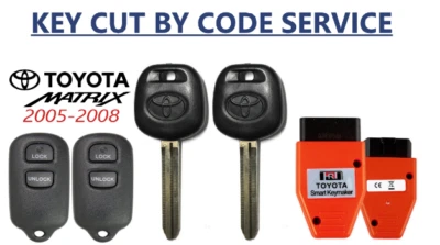 CORTADO POR CÓDIGO + 2 llaves Toyota MATRIX 05-08 44D + mando a distancia 3B GQ43VT14T + programador  Foto 1 de 4