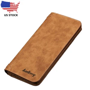Men's Vintage Leather Wallet Long Multi-card Bag Zipper Wallet Casual Wallet - Picture 1 of 7
