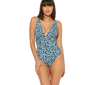 Bleu Rod Beattie Plunge Halter Blue Tummy Control One-Piece Swimsuit 22W NWT - Picture 1 of 4