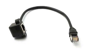 Câble LAN 30 cm 8P8C Femelle vers RJ45 Mâle Angle Vis Adaptateur en Noir - Photo 1/8