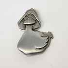 Artisan Mali Signed Pewter Duck Brooch Pin Vintage Fashion Jewelry Spring Hat