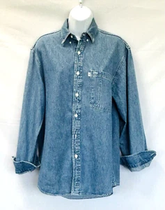 Mercedes Benz Unisex Size Large Denim Chambray Shirt Button Down Workwear Shirt - Picture 1 of 11