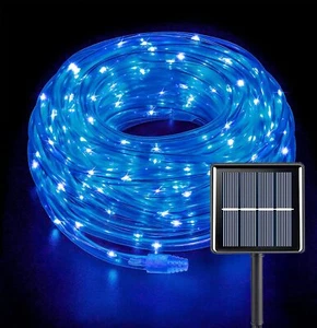 Solar Rope Lights Outdoor Waterproof LED PVC Tube Blue Fairy String Light Garden - Picture 1 of 33