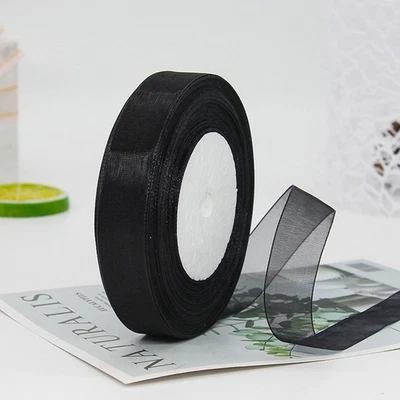 50 Yards 5/8" (15mm) Sheer Organza Shimmer Chiffon Tulle Ribbons Bows Wedding - Image 1 of 4