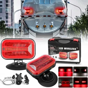 2 Magnetic Wireless LED Tow Towing Trailer Rear Tail Lights Battery Operated USB - Picture 1 of 15