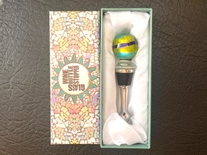 Glass Wine Bottle Stopper Marble Top. House Of Marbles Gift Boxed BN - Picture 1 of 9