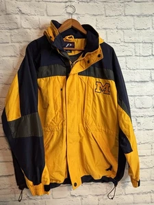 Abrigo Chaqueta Vintage Jugador Profesional Michigan Wolverines Amarillo Azul Talla L Fútbol - Imagen 1 de 15