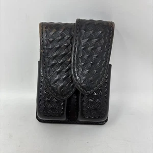 Don Hume Leathergoods D407 100.A Double Magazine Carrier Basket weave Used - Picture 1 of 2