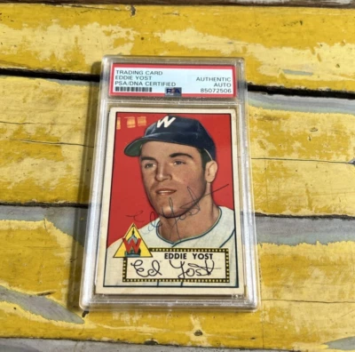 MLB Eddie Yost Senators Autographed Signed Vintage 1952 Topps Card #123 PSA Slab - Image 1 of 4