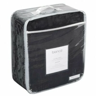 Bianca 350GSM Ultra Soft Velvet Blanket Charcoal Colour - Image 1 of 3