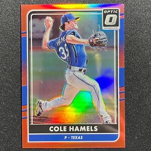 COLE HAMELS 2016 Panini Donruss Optic /99 Red Prizm Card #156 Texas Rangers