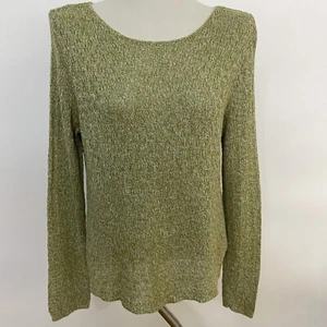 Eileen Fisher Women's Sweater Large Green White 100% Linen - Picture 1 of 10