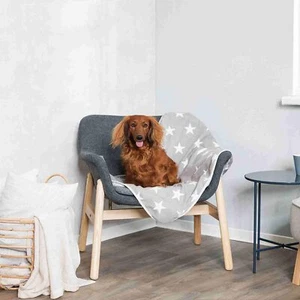 Pet Dog Cat Throw Premium Blanket Taupe Grey Stars Fleece thick 100cm x 70cm - Picture 1 of 3