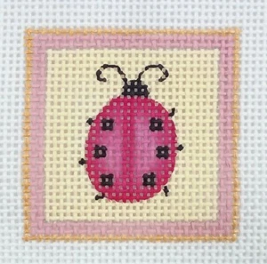 Melissa Shirley HP needlepoint LADYBUG mini ornament 587-B 2.25" square 13mesh - Picture 1 of 3