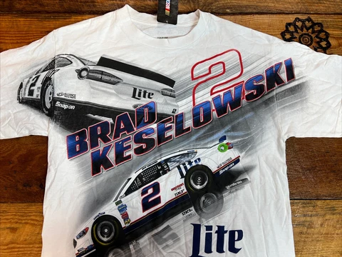 VTG Brad Keselowski #2 Miller Shirt Mens 2XL NASCAR ALL OVER PRINT Graphic AOP Cover