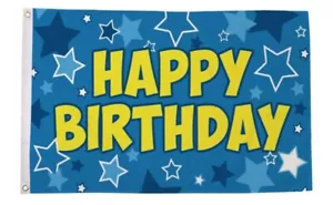Alles Gute zum Geburtstag blau 5x3 Fuß FLAGGE 150 cm x 90 cm - Bild 1 von 1