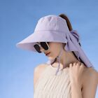 Polyester Wide Brim Sunshade Hat UV Protection Bowknot Panama Caps  Summer