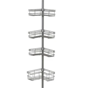 Glacier Bay Tension Shower Pole Caddy Corner Rust Resist Adjustable Satin Nickel - Picture 1 of 16