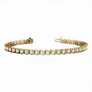 18K Yellow Gold Diamond Bracelet Lab Created Round Cut 4 Carat Black Friday Sale - Picture 1 of 6