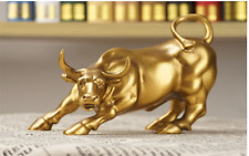Resin Gold Wall Street Bull OX Statue Ornament Office Desk Decorate Living Room