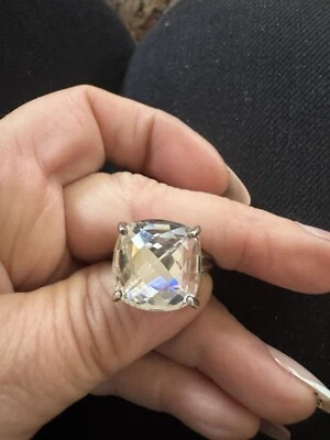 bling statement 925 silver ring with cz  - Image 1 of 4